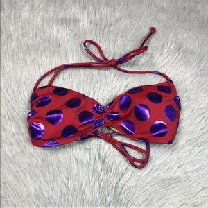 Victoria’s Secret red purple string tie bikini top